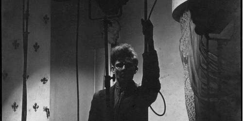 A black and white photograph of John Vickers taken as a self portrait